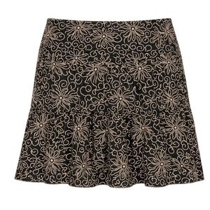 Max Studio Dark Academia Embroidered Mini Skirt Womens Size L Whimsigoth Cottage